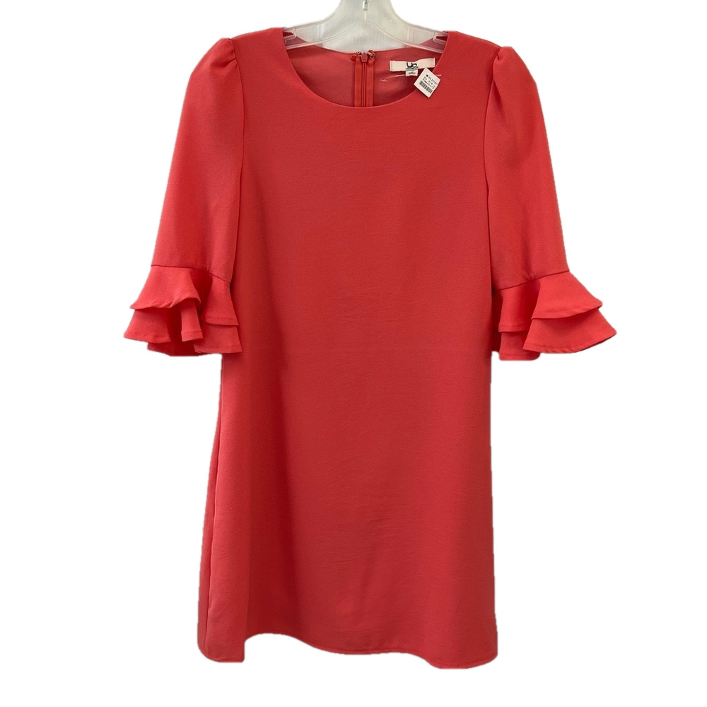 Ya Los Angeles Peach Statement Sleeve Shift Dress Womens S NWT Coquette Vacation